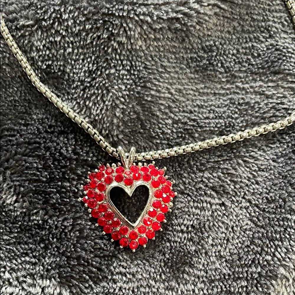 Heart Pendant Necklace with Red Crystals July Ruby